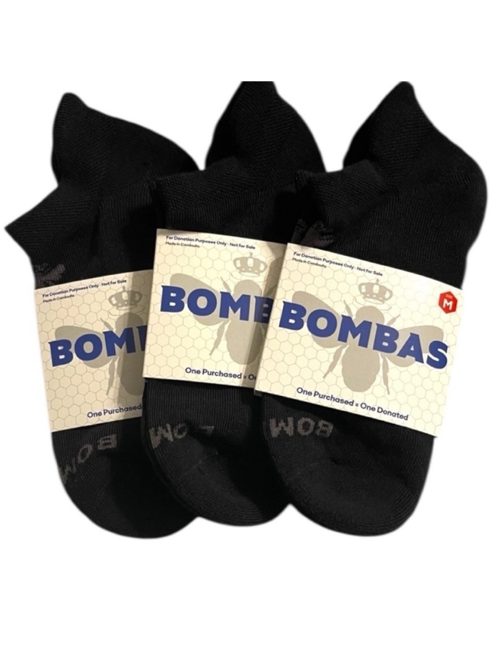 Bombas Unisex Low-Cut Ankle Socks Medium - Black (3-Pack)